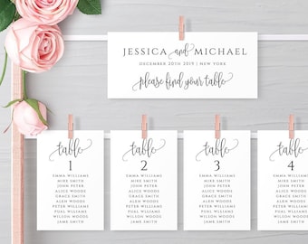 Wedding Seating Chart Template Printable Table Seating Plan Editable Templates Hanging Cards Instant Download Templett JPEG PDF Templates R1