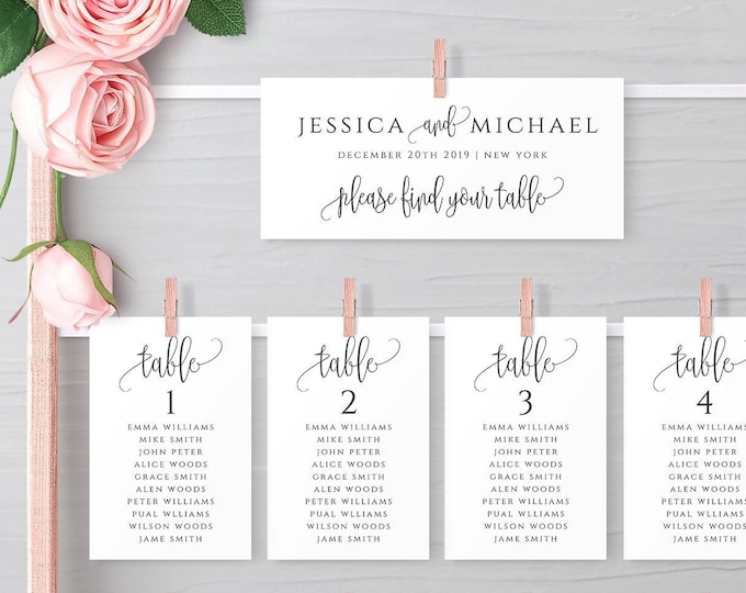 Wedding Seating Chart Template Printable Table Seating Plan Editable Templates Hanging Cards Instant Download Templett JPEG PDF Templates R1