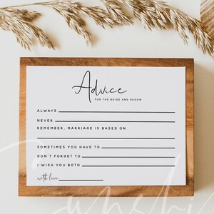 Modern Advice Card | Bride & Groom Advice Template | Wedding Game | Editable Templett | Instant Download | Printable | Minimalist | DIY | M8