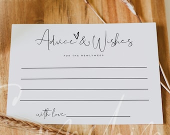 Modern Wedding Advice Card Template | Minimalist Bridal Shower Game | Editable Templett | Instant Download | Printable PDF | Wedding DIY |M8