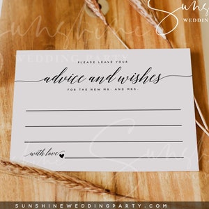 Bearbeitbare Hochzeit Ratschläge & Wünsche Kartenvorlage | Moderne minimalistische Instant Download druckbare | Jubiläumshinweise | Duschwünsche | R2