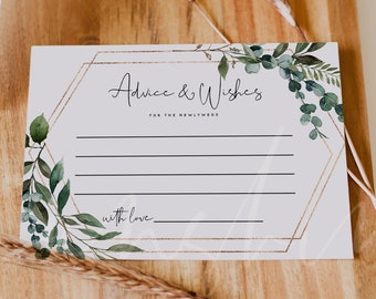 Greenery Advice Card | Bride & Groom Advice Template | Wedding Wish Card | Editable Templett | Instant Download | Printable | DIY | G5