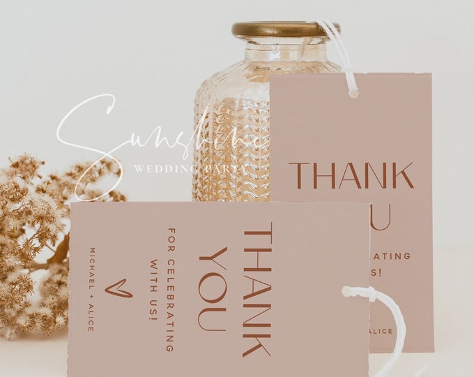 Terracotta Thank You Tag Template, Minimalist Favors Tag, Modern Favors Tag, Wedding Thank You Tag, Printable Favors Tag, DIY Editable, T1