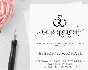 Engagement Party Invitation Template Printable Engagement Invitation We're Engaged Engagement Invite Printable Editable Template Templett R1