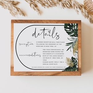 SunshineWeddingParty_Etsy_tropical_greenery_wedding_details_card_template_monstera_wedding_rustic_summer_wedding_printable_editable_download_TG1_cover_photo