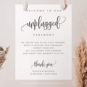 Modern Rustic Wedding Unplugged Ceremony Sign Template, Printable Unplugged Ceremony Chart Template, Editable Template, Instant Download, R1