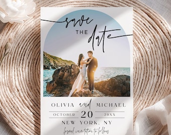 Modern Save the Date with Photo | Editable Digital Template | Templett Wedding Announcement | Printable or Text/Email Save The Date | M7