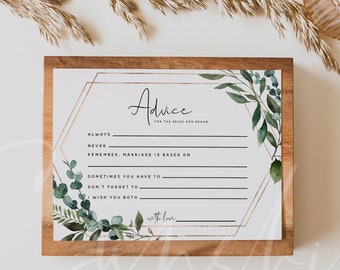 Greenery Wedding Advice Card Template | Bride and Groom Wishes Card | Editable Templett Printable | Instant Download | Wedding Wishes | G5