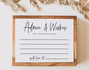 Minimalist Advice For The Bride And Groom Card Template, Advice Cards Wedding, Bridal Shower Advice Card, Printable Advice Card Download, M7