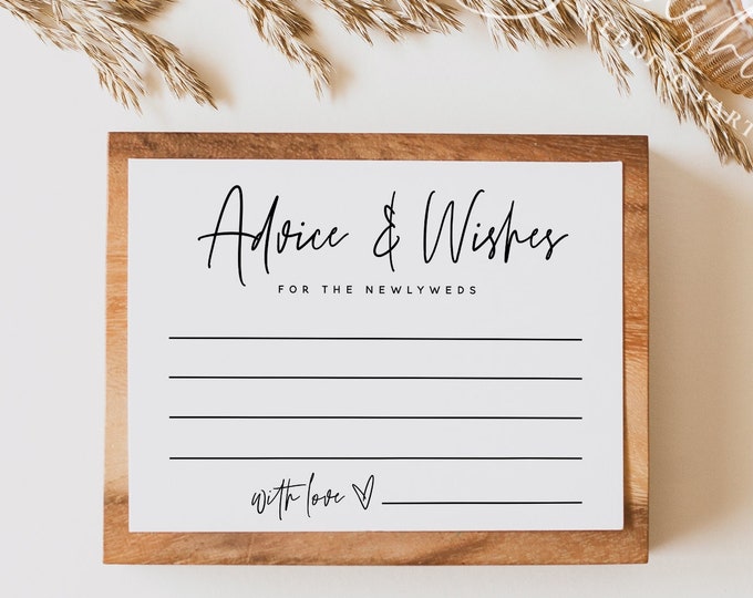 Advice for the Bride and Groom Card | Wedding Guest Message | Editable Template | Templett | Instant Download | Printable Keepsake | M7