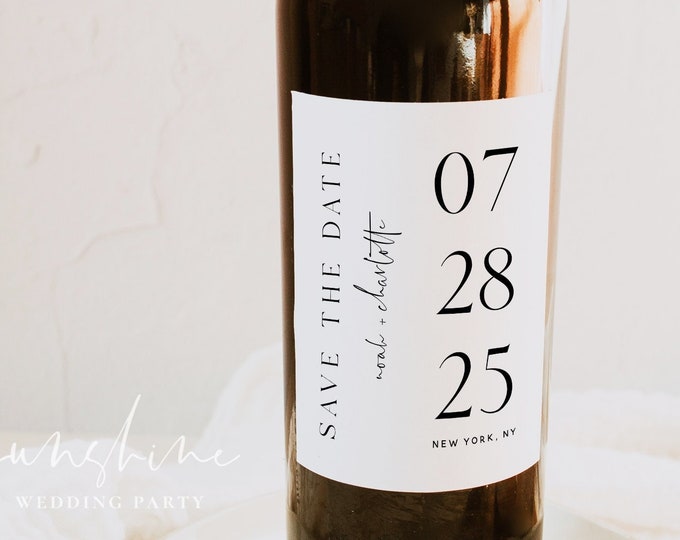 Wedding Wine Label Template, Elegant Wedding, Wine Labels, Printable Wine Labels, Special Dates Wine Label, Save the Date Wine Label, M15