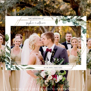 Photo Prop Frame, Photo Booth Frame, Selfie Prop Frame, Eucalyptus Greenery Wedding, Bridal Shower, Editable Template, Instant Download, G5