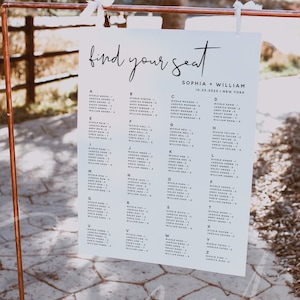 Wedding Alphabetical Seating Chart Sign Template, Minimalist Alphabetical Seating Board, Modern Seating Chart, Instant Download, Templett M8