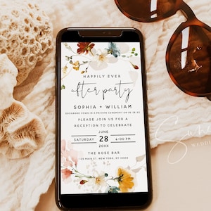 Electronic Wedding Reception Invitation Template, Garden Flowers Reception Evite, Digital Reception Invite, Instant Download, F16 image 1