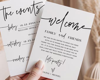 Wedding Weekend Itinerary Template | Wedding Events Timeline | Welcome Letter for Guests | Editable Wedding Template Instant Download | M7