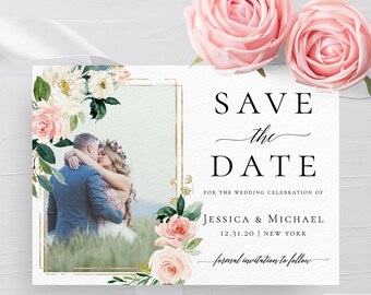 Photo save the date template DIY save the date Save the date photo template Wedding announcement cards Photo save the date printable card F5