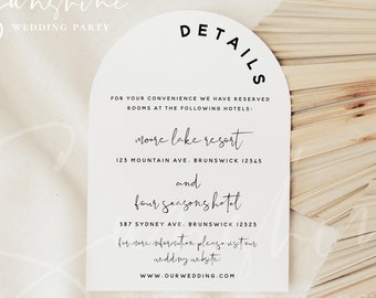 Modern Wedding Arch Details Card Template, Minimalist Wedding Arch Accommodations Card Template, Arch Details Cards, Instant Download, M8