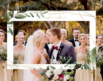 Photo Prop Frame, Photo Booth Frame, Selfie Prop Frame, Eucalyptus Greenery Wedding, Bridal Shower, Editable Template, Instant Download, G5