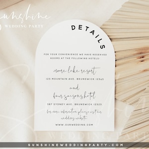 Modern Wedding Arch Details Card Template, Minimalist Wedding Arch Accommodations Card Template, Arch Details Cards, Instant Download, M8