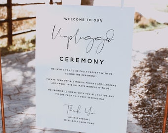 Unplugged Ceremony Sign Template, No Pictures, No Photos Please, Minimalist Unplugged Sign, Wedding Sign, Instant Download, Templett, M4