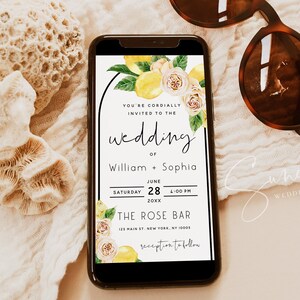 Lemon Wedding Electronic Invitation Template, Summer Wedding, DIY Editable, Wedding Evite, Digital Wedding Invite, Instant Download, L1