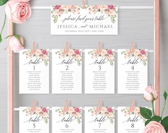 Marsala Wedding Seating Chart Template Floral Printable Table Seating Plan Editable Hanging Seating Templates Instant Download Templett F4