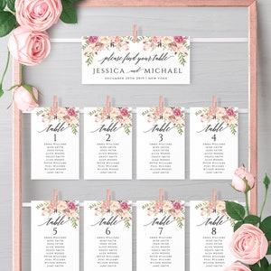 Marsala Wedding Seating Chart Template Floral Printable Table Seating Plan Editable Hanging Seating Templates Instant Download Templett F4