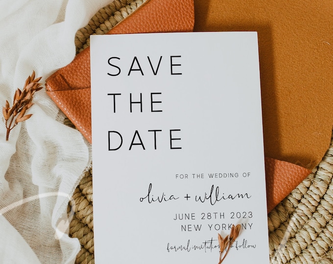 Save the Date Template, Modern Minimalist Wedding Save the Date Card, Electronic Save the Date Template, Save the Date, Instant Download, M9