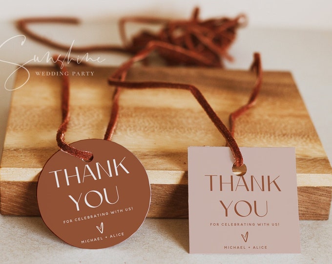 Terracotta Thank You Tag Template, Minimalist Favors Tag, Modern Favors Tag, Wedding Thank You Tag, Printable Favors Tag, DIY Editable, T1