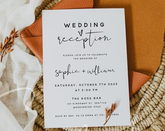 Wedding Reception Invitation Template, Reception Invitation Template, Elopement Announcement Invitation, Instant Download, Templett, M8