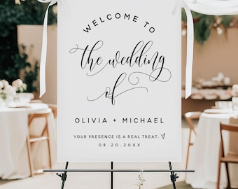 Editable Wedding Welcome Sign Template | Modern Script Wedding Sign | Printable Sign | Boho Wedding Reception Decor | Instant Download | M2