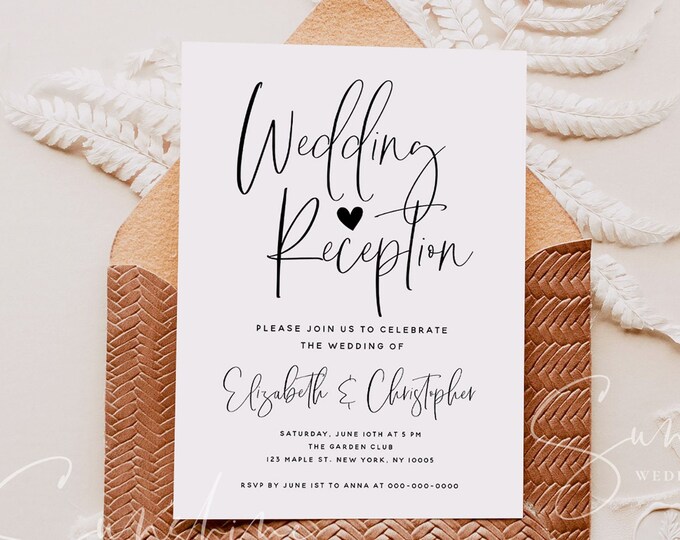 Wedding Reception Invitation Photo, Boho Invitation Template, Elopement Announcement Invitations, Modern Editable Invites, Minimalist, M5