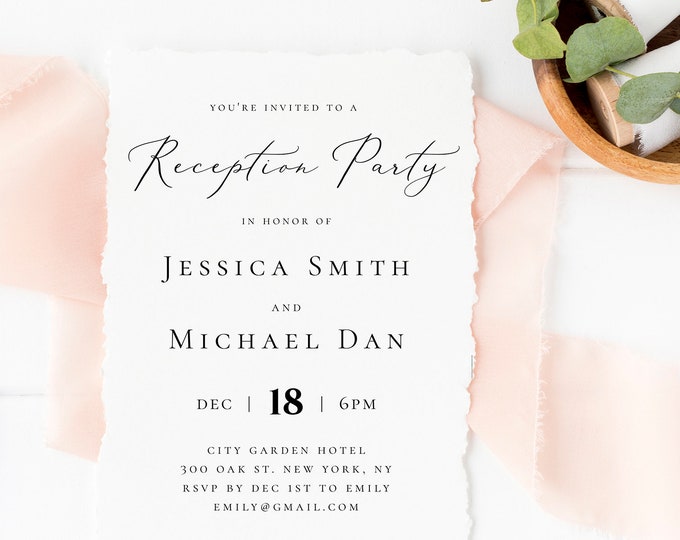 Wedding Reception Party Invitation Template Printable Reception Invitation Card Template Editable Reception PDF Instant Download Templett R3