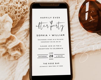 Minimalist Electronic Wedding Reception Invitation Template, Modern Reception Evite, Digital Reception Invite, Instant Download, M8