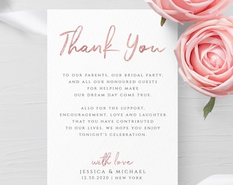 Thank You Card Template Wedding Printable Thank You Editable Thank You Template Thank You Note Thank You Cards Instant Download Templett M1