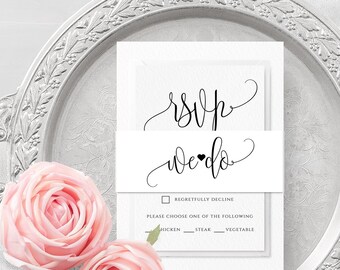 Belly Band Wedding Invitation Template INSTANT DOWNLOAD Bellyband Fully Editable DIY Template Bellyband Printable Template Simple Modern R1