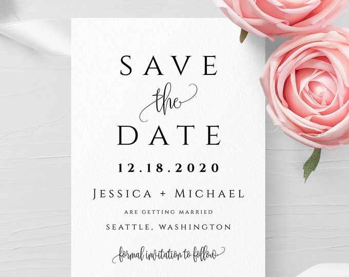 Photo save the date template DIY save the date Save the date photo template Wedding announcement cards Photo save the date printable card R1