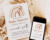 Baby Shower Invitation | Boho Rainbow Template | Editable Baby Invite | Instant Download | Templett | Printable Card | Gender Neutral | B1
