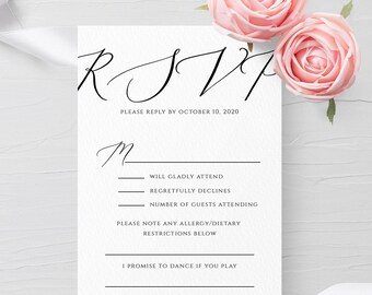 Printable Wedding RSVP Card Template Rustic Editable Wedding Response Card rsvp Minimalist Wedding RSVP Card Instant Download Templett R3