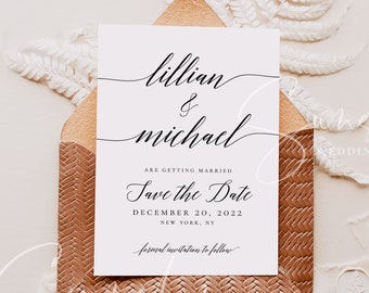 Wedding Save the Date Photo Template Calligraphy DIY Printable Save the Date Rustic 100% Editable Save the Date Instant Download Templett R2