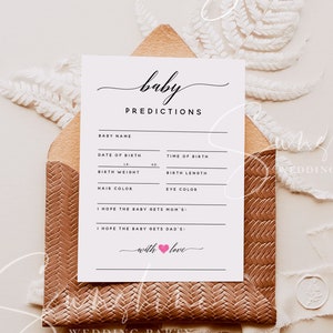 Kaart met voorspellingen voor baby's | Bewerkbare sjabloon babyshowerspel | Templett | Direct downloaden | Genderneutraal | Afdrukbaar | Boho-babyshower