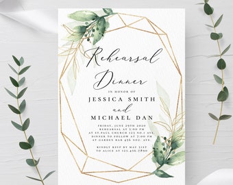 Greenery Rehearsal Dinner Template INSTANT DOWNLOAD 100% Editable Text Printable Rehearsal Invite DIY Templett Digital Invitation Wedding G1