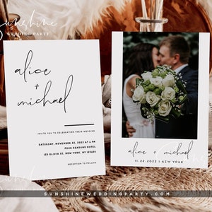 Modern Minimalist Wedding Invitation Template, Wedding Photo Invitation, Printable Invitation, Editable Invite, Instant Download Templett M4