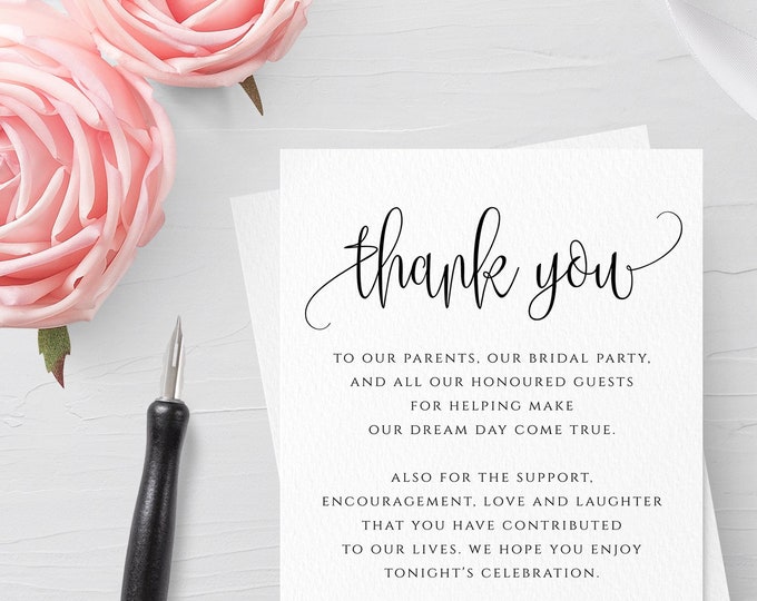 Wedding Thank You Cards Thank You Printable Editable Template Kraft Printable DIY Printable Template Instant Download Wedding Thank You R1