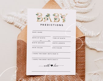 Baby Predictions Card Baby Shower Games Boy or Girl Shower Gender Neutral Printable Instant Download 100% Editable Templett Baby Shower Game