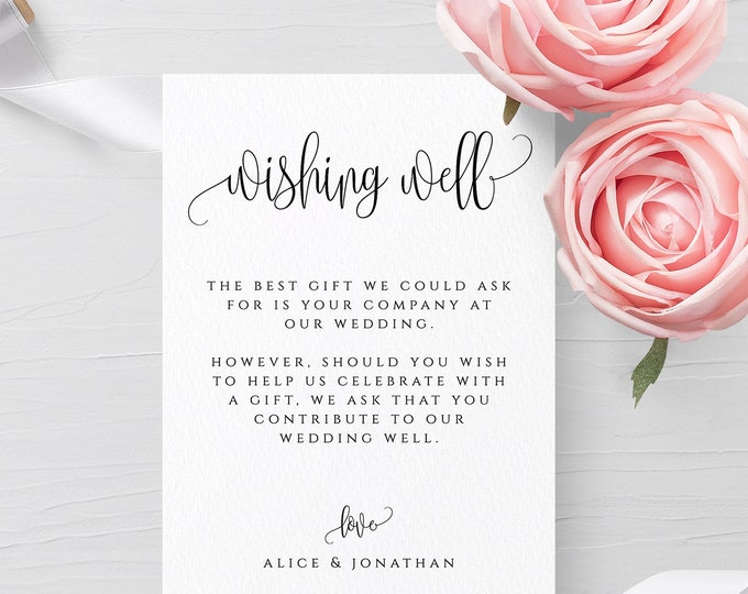 Wedding Wishing Well Template Printable Wedding Wishing Well Cards Template Editable Template Digital Download Instant Download Templett R1