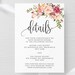 Marsala Wedding Details Template, Floral Wedding Details Template, Printable Wedding Details ...