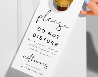 Minimalist Wedding Door Hanger Template, Do Not Disturb Door Tag, Modern Elegant, Wedding Printable, Editable Template, Instant Download, M8