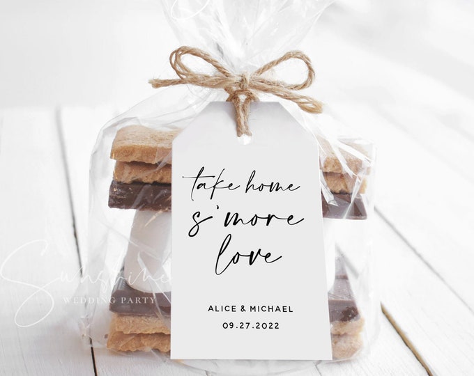 S'more Love Tag Template, Printable Wedding Favor tags template, S'more love tags, Modern Wedding Favor Tags, Instant Download, Templett, M3