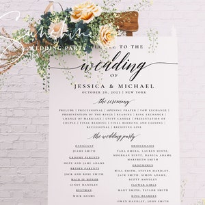 Modern Wedding Program Poster, Wedding Program Board Template Download, Editable Wedding Poster, Printable Ceremony Program, Templett, R2